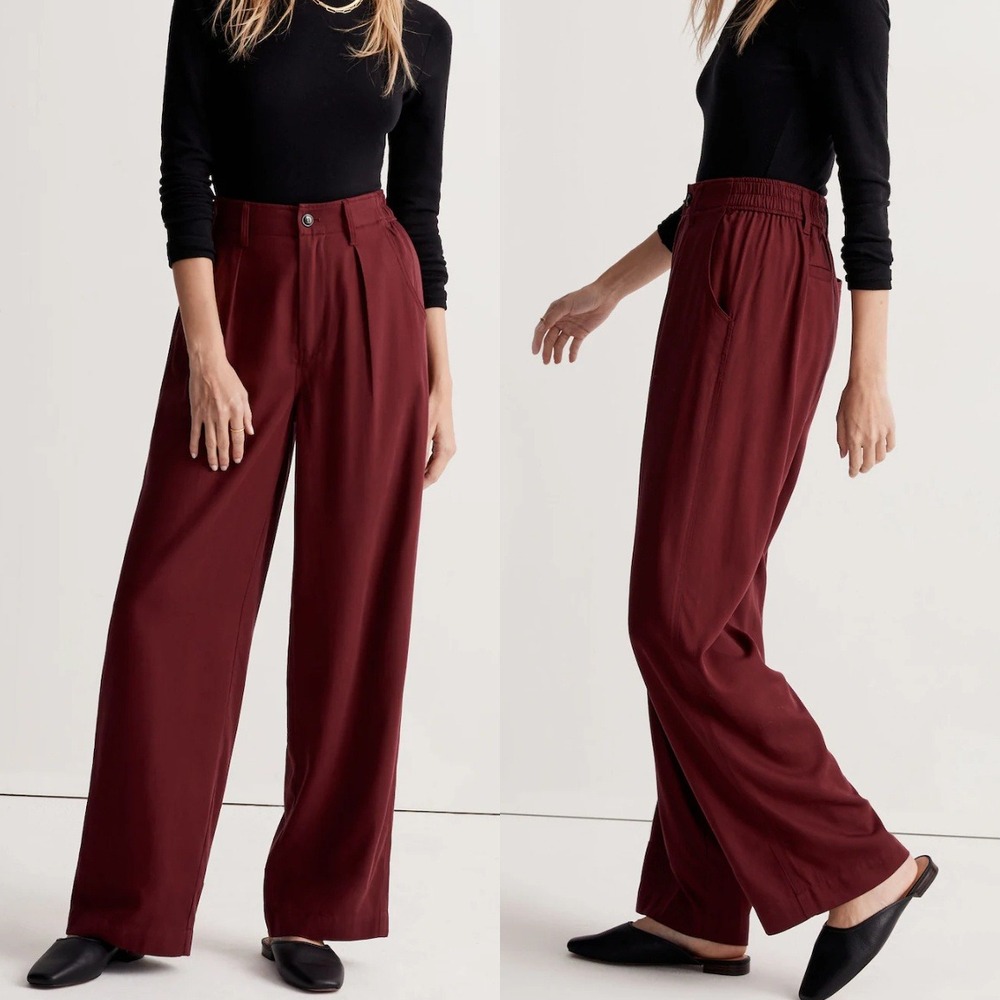 Madewell Drapeweave The Neale  Straight Leg Pant in Cabernet